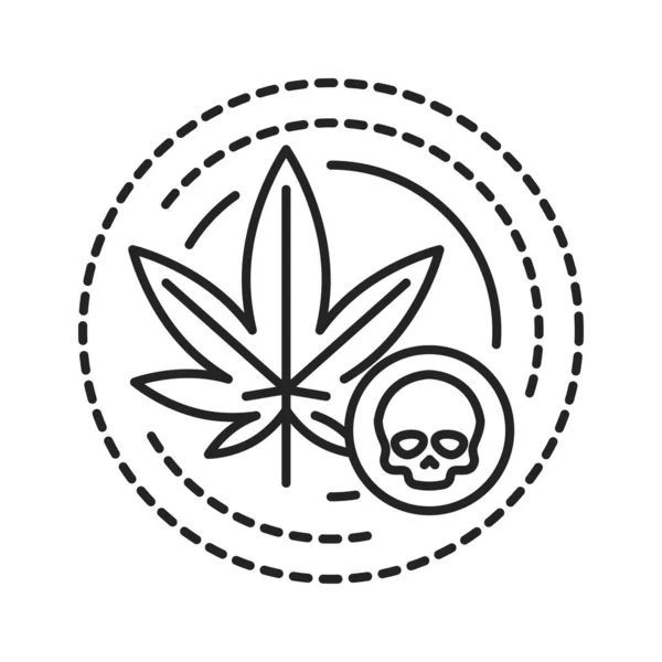 Символ черной линии зависимости от марихуаны. Физическая или эмоциональная зависимость от курения травы. Пиктограмма для веб-страницы, мобильного приложения, промо. UI UX GUI design element . — стоковый вектор