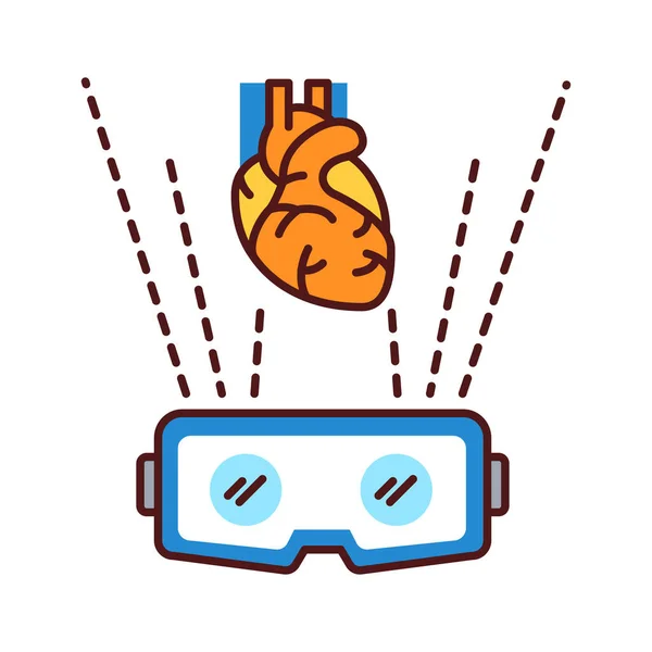 Cirurgia Cardíaca Ícone Linha Cor Realidade Virtual Medicina Pictograma Para —  Vetores de Stock