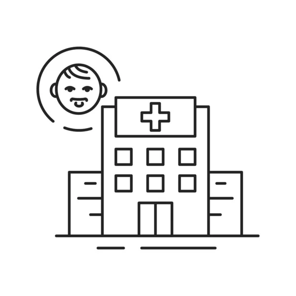 Ikone Der Schwarzen Linie Der Kinderklinik Medizinischer Service Und Behandlung — Stockvektor