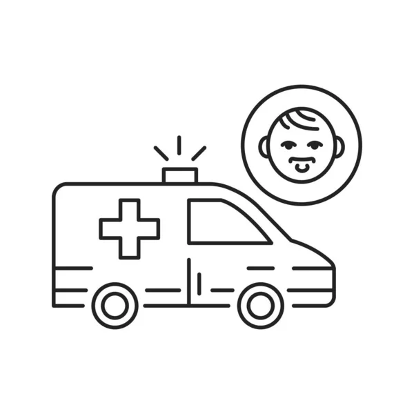 Pädiatrische Notfallversorgung Schwarze Linie Symbol Erste Hilfe Kinder Piktogramm Für — Stockvektor