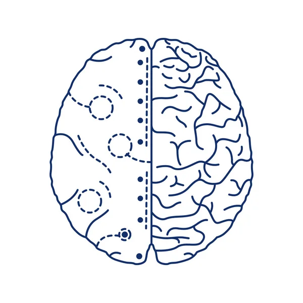 Sztuczna Ikona Czarnej Linii Mózgu Oprogramowanie Sprzęt Zdolnościach Poznawczych Podobnych — Wektor stockowy