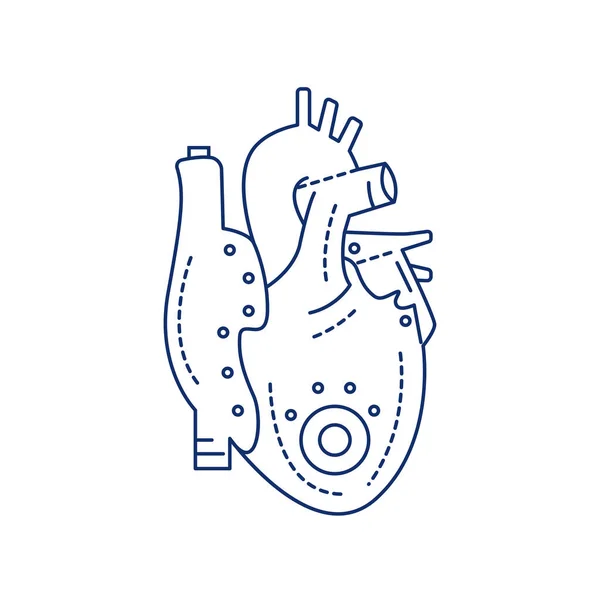 Bio Artificiella Hjärta Svart Linje Ikon Ingenjerat Hjärta Innehåller Den — Stock vektor