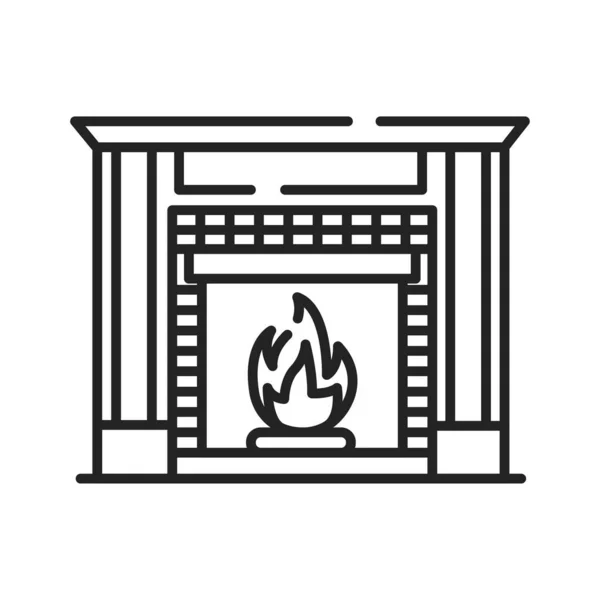 Черная Линия Камина Структура Кирпича Камня Металла Предназначенная Сдерживания Огня — стоковый вектор