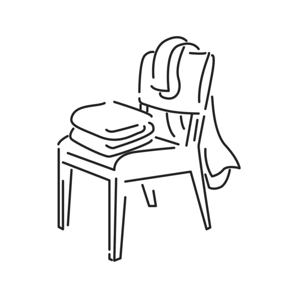 Silla Con Icono Línea Negra Cuadros Mueble Usa Para Sentarse — Archivo Imágenes Vectoriales