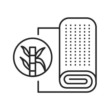 Bambu kumaş siyah çizgi ikonu. Bambu liflerinden yapılmış kumaş, iplik ya da giysi. Web sayfası için piktogram, mobil uygulama, tanıtım. UI UX GUI tasarım elemanı. Düzenlenebilir vuruş.