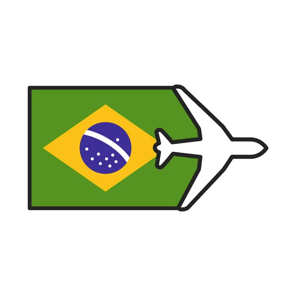 Flag of Brasil color line icon. Airline network. International flights. Popular tourist destination. Pictogram for web page, mobile app, promo. UI UX GUI design element. — Stock Photo, Image