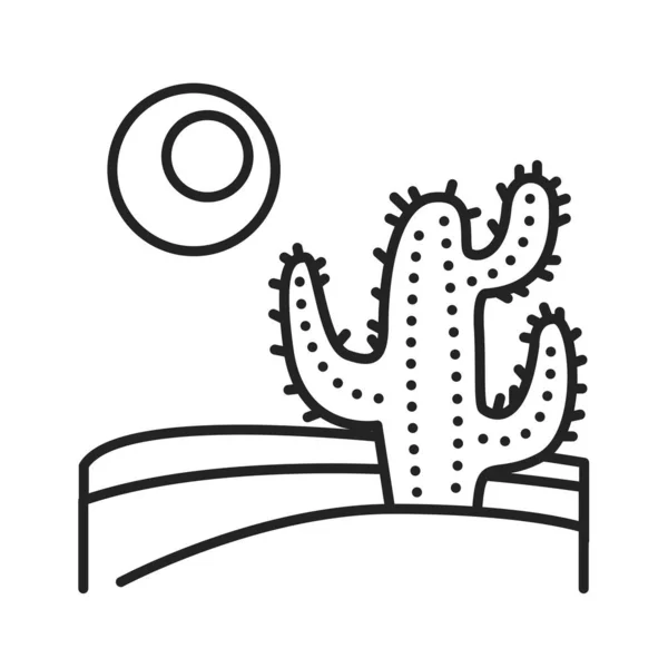 Cactus Deserto Ícone Linha Preta Tipo Cactos Crescer Ambientes Extremamente — Fotografia de Stock