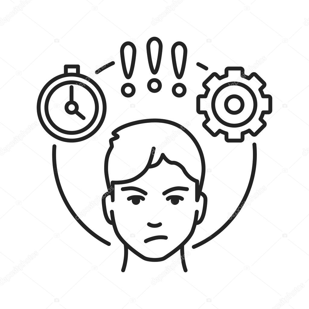 Anger management black line icon. Process of learning to recognize signs that person is becoming angry. Pictogram for web page, mobile app, promo. UI UX GUI design element. Editable stroke.