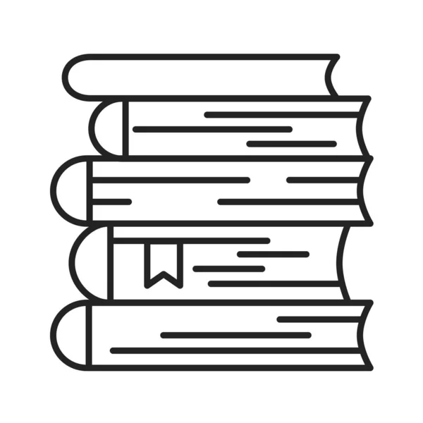 书籍堆叠着黑线图标.大量的书一对一地躺着.网页、移动应用、宣传用的象形文字。UI UX GUI设计元素。可编辑笔划 — 图库矢量图片