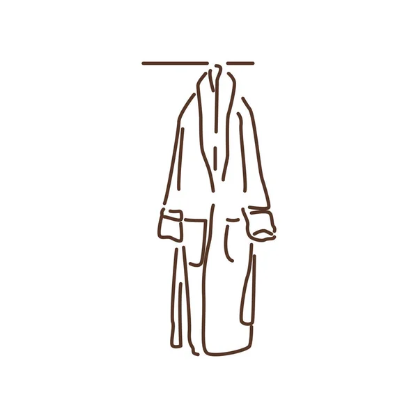 浴袍黑线图标 男装一种宽松的外套 男人或女人在洗澡后都穿网页 移动应用 宣传用的象形文字 Gui设计元素 可编辑笔划 — 图库矢量图片