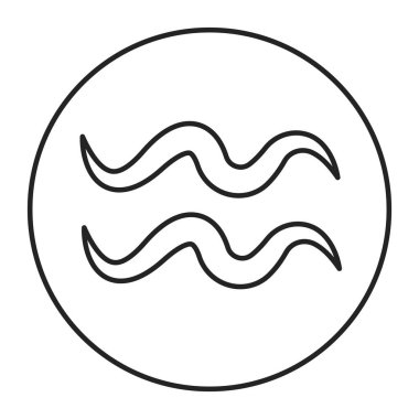 Kova burcu siyah çizgi ikonu. Zodiac burcu. Astroloji ve yıldız falı. Kehanetler ve insan karakteri. Hava elementi. Hükümdar Uranüs. UI UX GUI tasarım elemanı. Düzenlenebilir vuruş.