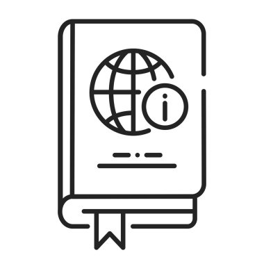 Ansiklopedi siyah çizgi ikonu. Bilgi özetleri ya her daldan ya da belirli bir alandan ya da disiplinden. Web sayfası için piktogram, mobil uygulama, tanıtım. UI UX Arayüz tasarım ögesi