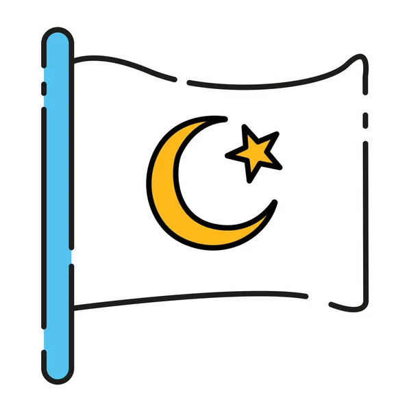 Islamic Flag Color Line Icon Pictogram Web Page Mobile App — Stock Vector