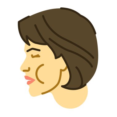 Alerji belirtileri çizgi renk ikonu. Yüzünde şişlik var. Belirli bir tepki. Enfeksiyon, hastalık. Web sayfası, mobil uygulama, düğme, logo için imza. İzole edilmiş vektör düğmesi