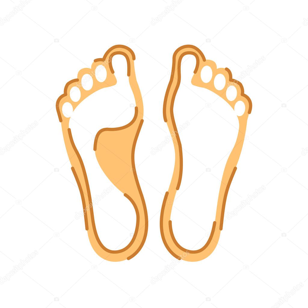 Human foot types: normal and flat feet flat color icon. Orthopedic disease. Sign for web page, mobile app, button, logo.