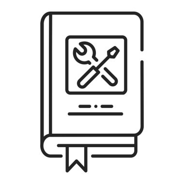 Teknik ekip siyah çizgi ikonunu tamir ediyor. Teknik ve onarım bilgisi hakkında bir rota. Web sayfası için piktogram, mobil uygulama, tanıtım. UI UX GUI tasarım elemanı. Düzenlenebilir vuruş