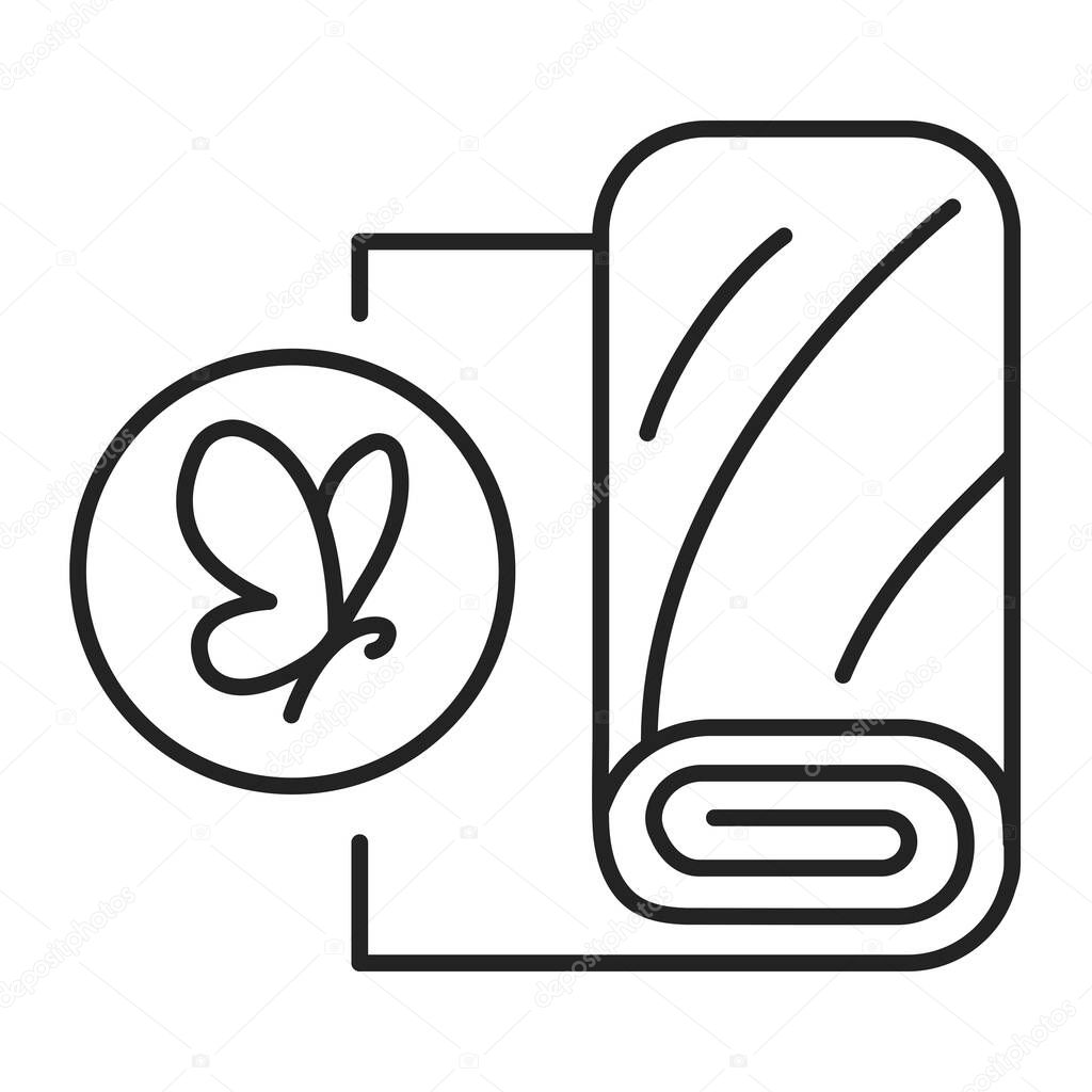 Silk fabric black line icon. Natural fiber produced from the cocoons of mulberry silkworm. Pictogram for web page, mobile app, promo. UI UX GUI design element. Editable stroke