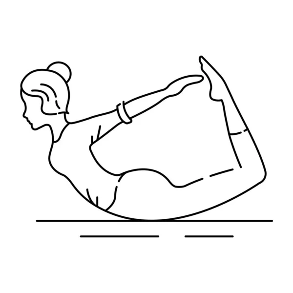 Bow Pose Dhanurasana Icono Línea Negra Pictograma Para Página Web — Archivo Imágenes Vectoriales