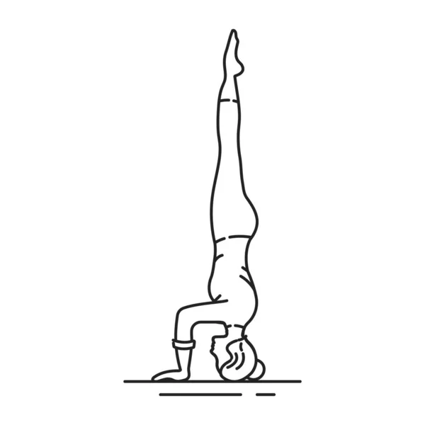 Icono Línea Negra Salamba Sirsasana Cuerpo Está Completamente Invertido Sostenido — Vector de stock