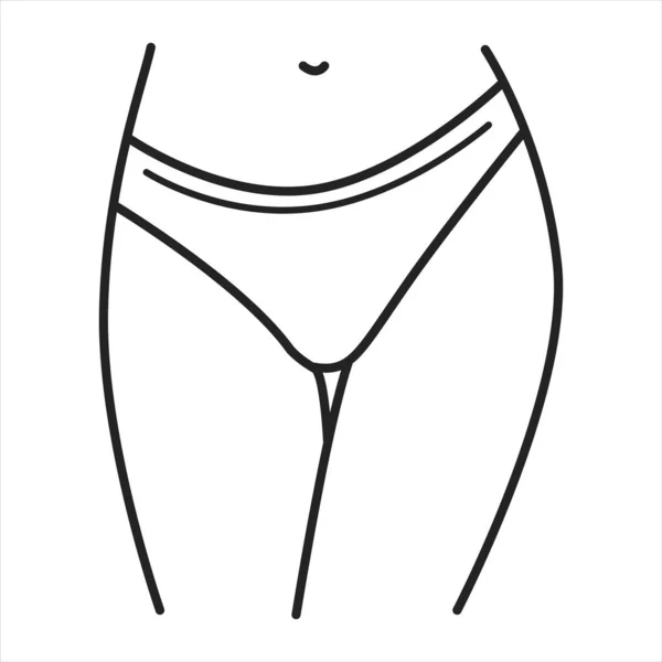 Culotte Lingerie Ligne Noire Icône Type Culotte Avec Des Côtés — Image vectorielle