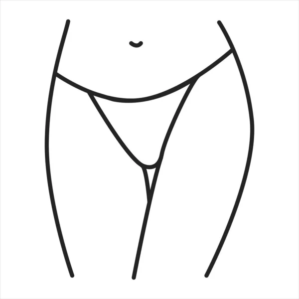 Cuecas Tangas Lingerie Ícone Linha Preta Tipo Calcinha Com Lados —  Vetores de Stock