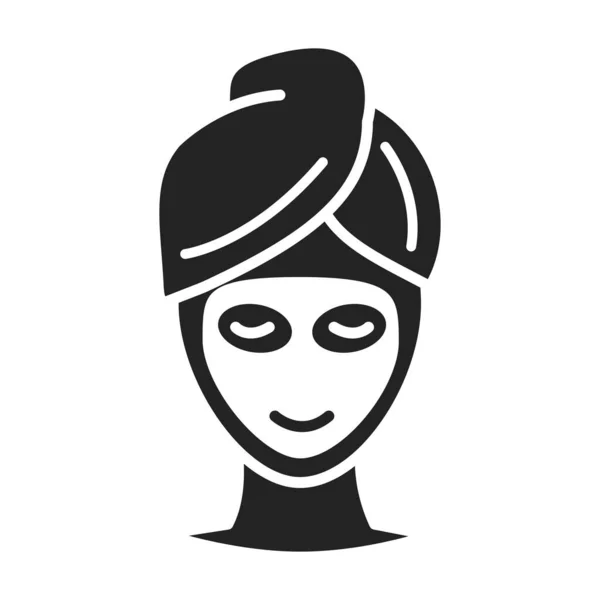 Skin Care Black Glyph Icon Woman Facial Mask Sign Spa — Stock Vector
