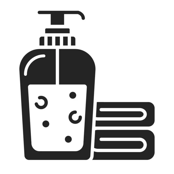 洗顔ジェルのアイコン 石鹸とタオル スキンケア スパ化粧品の手順 ウェブページ モバイルアプリ プロモーションのためのPictogram Guiデザイン要素 — ストックベクタ