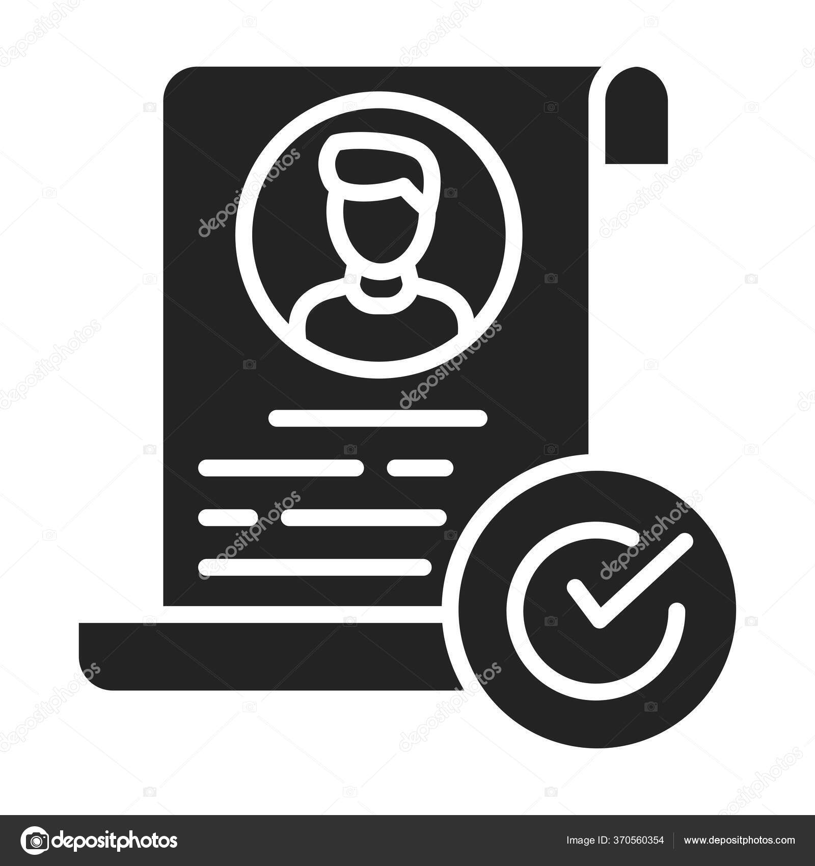 Job Application Black Glyph Icon Approved Candidate Concept Document Check  Stock Vector by ©ALX1618 370560354, image size:1600x1700