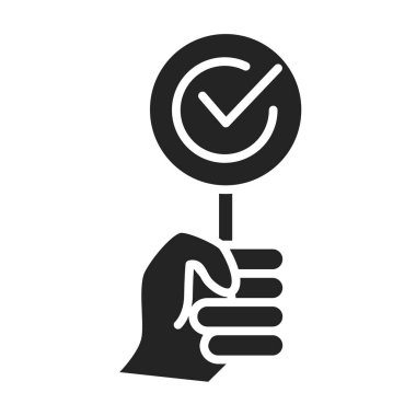 Onaylanmış siyah sembol. El ele tutuşma anlaşması konsepti. Web sayfasını imzala, mobil uygulama. Vektör izole nesne