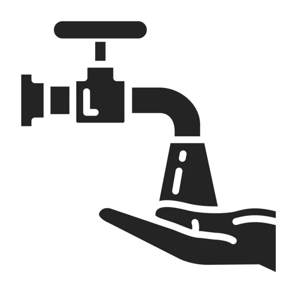 Wash Hands Black Glyph Icon Hygiene Pictogram Web Page Mobile — Stock Vector