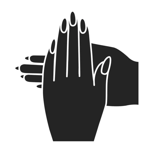Dámské Ruce Ikonou Černého Glyfu Manikúra Nehtová Služba Kosmetický Průmysl — Stockový vektor
