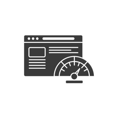 Web sitesi hız optimizasyonu siyah simge simgesi. Dijital pazarlama tabelası. Seo sembolü. Web sayfası için düğme, mobil uygulama, tanıtım. UI UX Arayüz tasarım ögesi