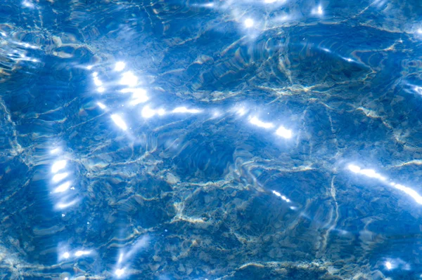 Textur Bakgrund Vattnet Poolen Fotograferad Counter Ljus Reflexer Från Solen — Stockfoto