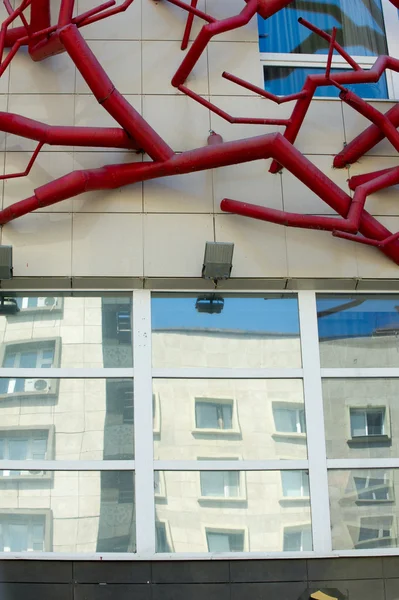 Textura Fundo Contexto Arquitetura Tubulações Edifício Que Descreve Árvore — Fotografia de Stock