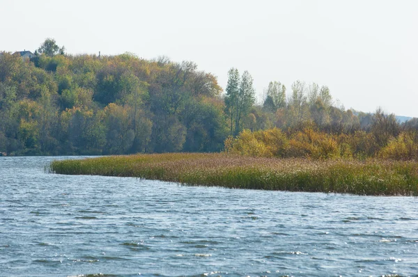 Caída Del Río Follaje Colorido Otoño Sobre Lago Con Hermosos —  Fotos de Stock