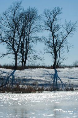 Donmuş gölün bahar. Bahar buz
