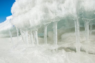 doku. buz. Donmuş buz Nehri üzerinde.