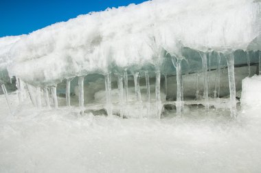 doku. buz. Donmuş buz Nehri üzerinde.