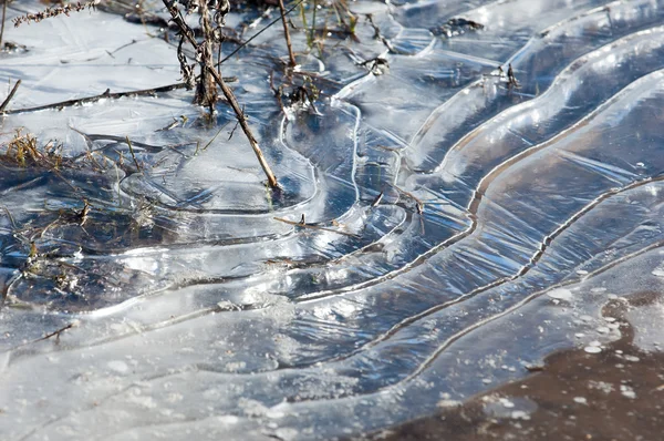 Texture. Flaque d'eau congelée — Photo