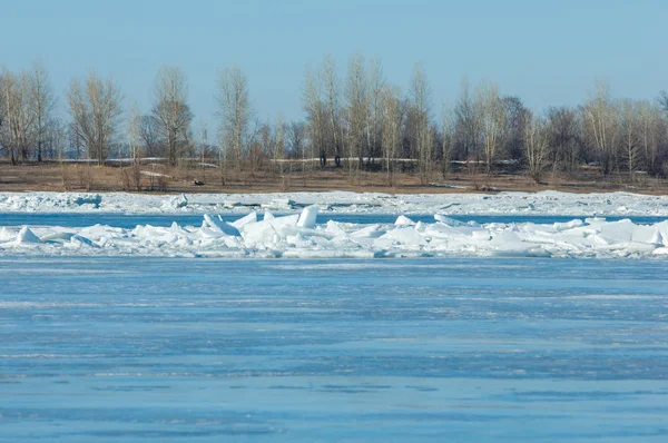 Alluvione Ghiaccio Lacerato Fiume Con Ultimo Ghiaccio Russia Tatarstan Fiume — Foto Stock