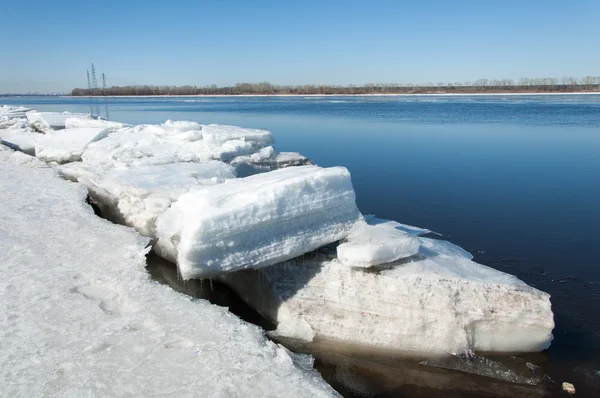 Inundação Primavera Água Gelada Início Primavera Rio Rússia Tatarstan Rio — Fotografia de Stock