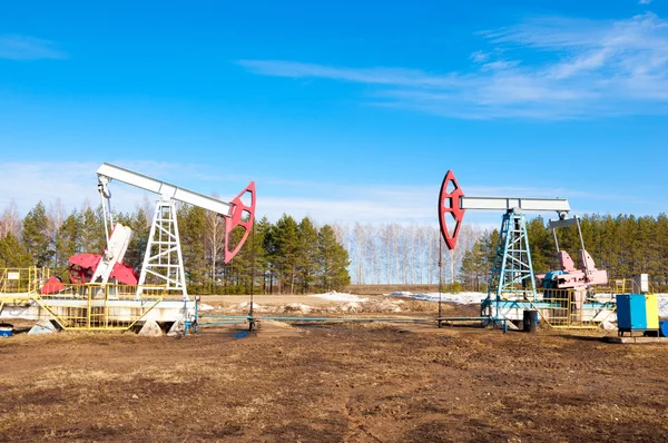 Oil Pumps Oil Industry Equipment Beam Pumping Unit Oil Gas — Stock Photo, Image