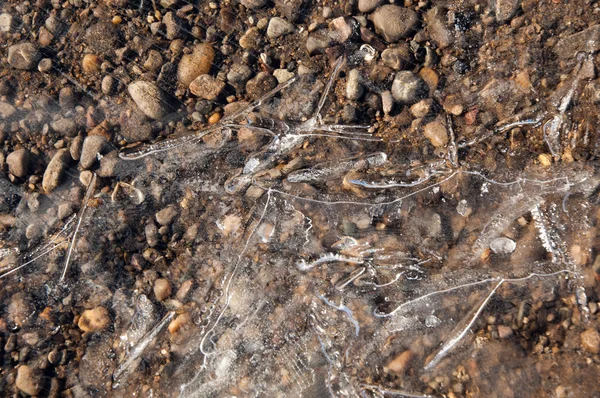 Texture Glace Glace Gelée Sur Rivière — Photo