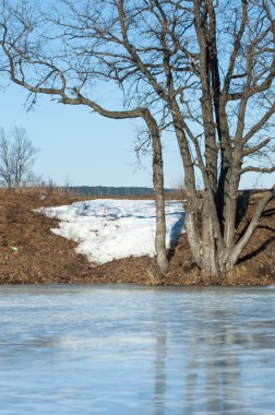 Donmuş gölün bahar. Bahar buz