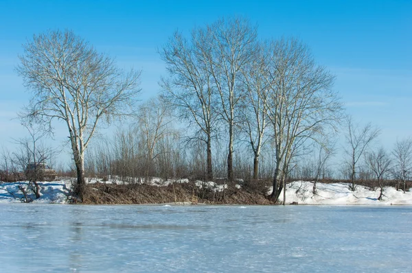 Lago Ghiacciato Primavera Ghiaccio Primaverile — Foto Stock