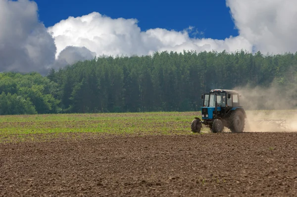 Tractor plowing a field — Stock Photo, Image