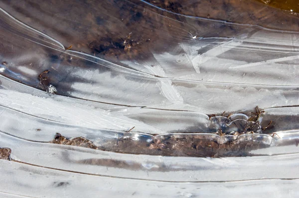 Textur Gefrorene Pfütze Frühling Eismuster — Stockfoto