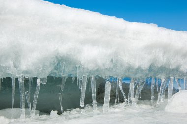 doku. buz. Donmuş buz Nehri üzerinde.