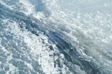 doku. buz. Donmuş buz Nehri üzerinde.