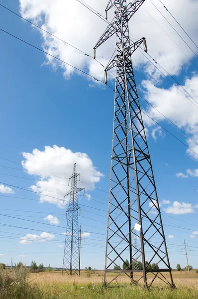 Energy Poles High Voltage Post High Voltage Tower Sky Background — Stock Photo, Image